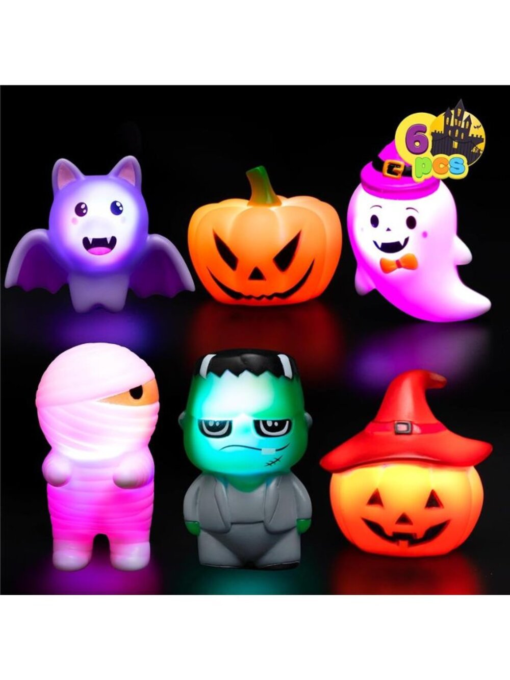 JOYIN 6 Pcs Halloween Light-Up Bath Toys ,Halloween Theme Toys Flashing LED